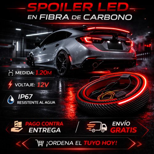 SPOILER LED TRASERO 🔥 Fibra de Carbono Universal