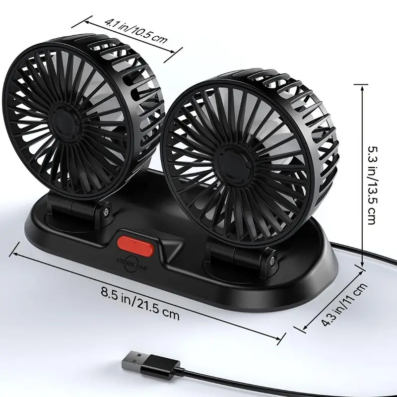 Ventilador Doble Para Coche Y Casa Con Conexión USB