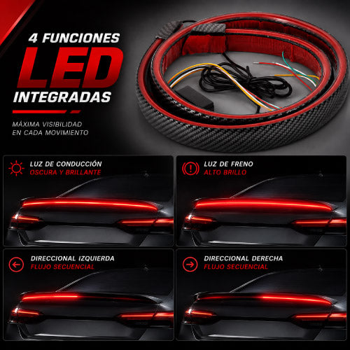 SPOILER LED TRASERO 🔥 Fibra de Carbono Universal