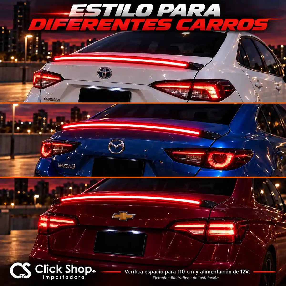 SPOILER LED TRASERO 🔥 Fibra de Carbono Universal