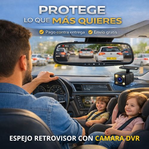 Espejo Retrovisor con Doble Cámara HD
