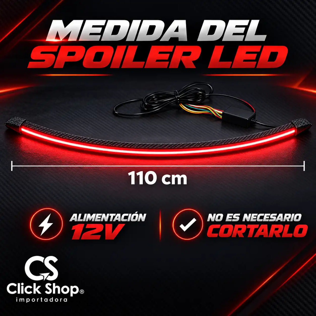 SPOILER LED TRASERO 🔥 Fibra de Carbono Universal
