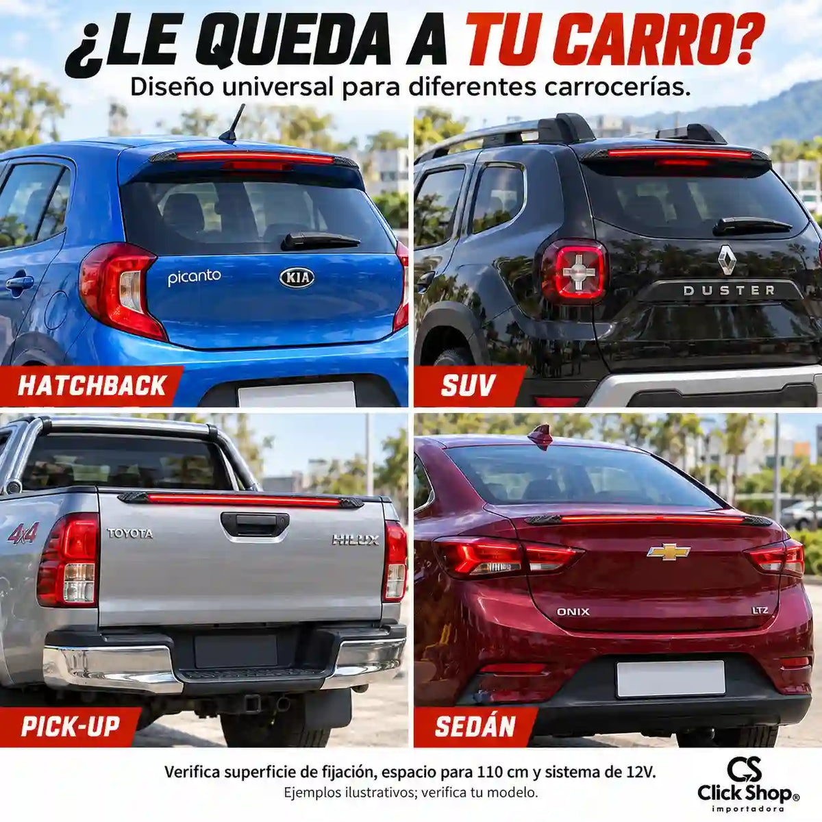 SPOILER LED TRASERO 🔥 Fibra de Carbono Universal
